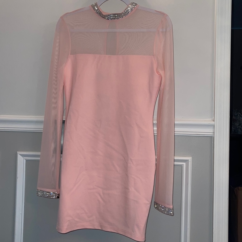 Bebe crystal mesh mini dress. NWT SIZE SMALL